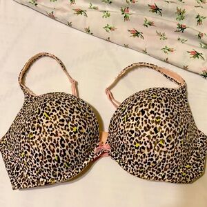 Victoria's Secret Leopard Print Bra with Pink Accents